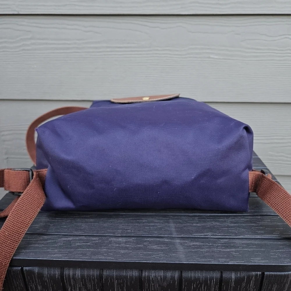 Longchamp Le Pliage Nylon Foldable Original Backpack Purple Brown 1011667